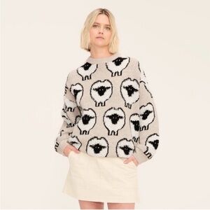 Woolrich Black and White Sheep Pattern Sweater